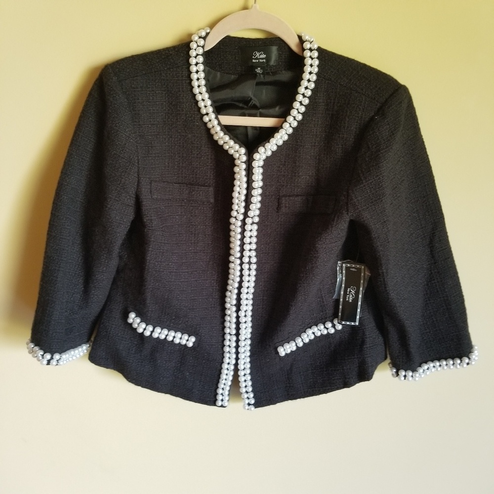 Kate New York Faux Pearl Blazer Jacket
